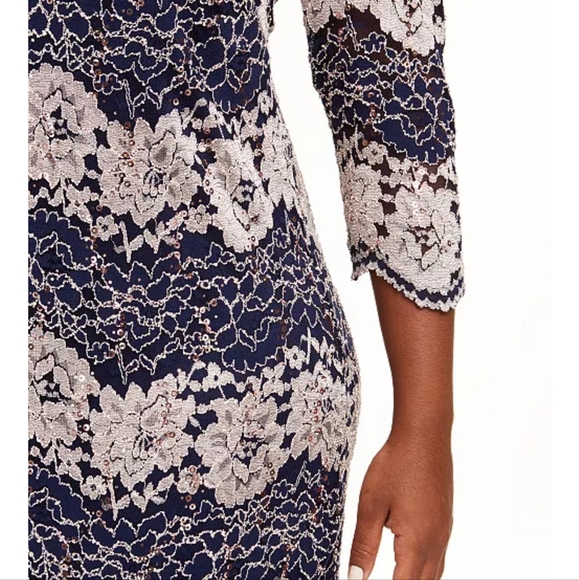 JESSICA HOWARDPlus Size Sequined Lace Shift Dress size 16 w - Picture 5 of 6